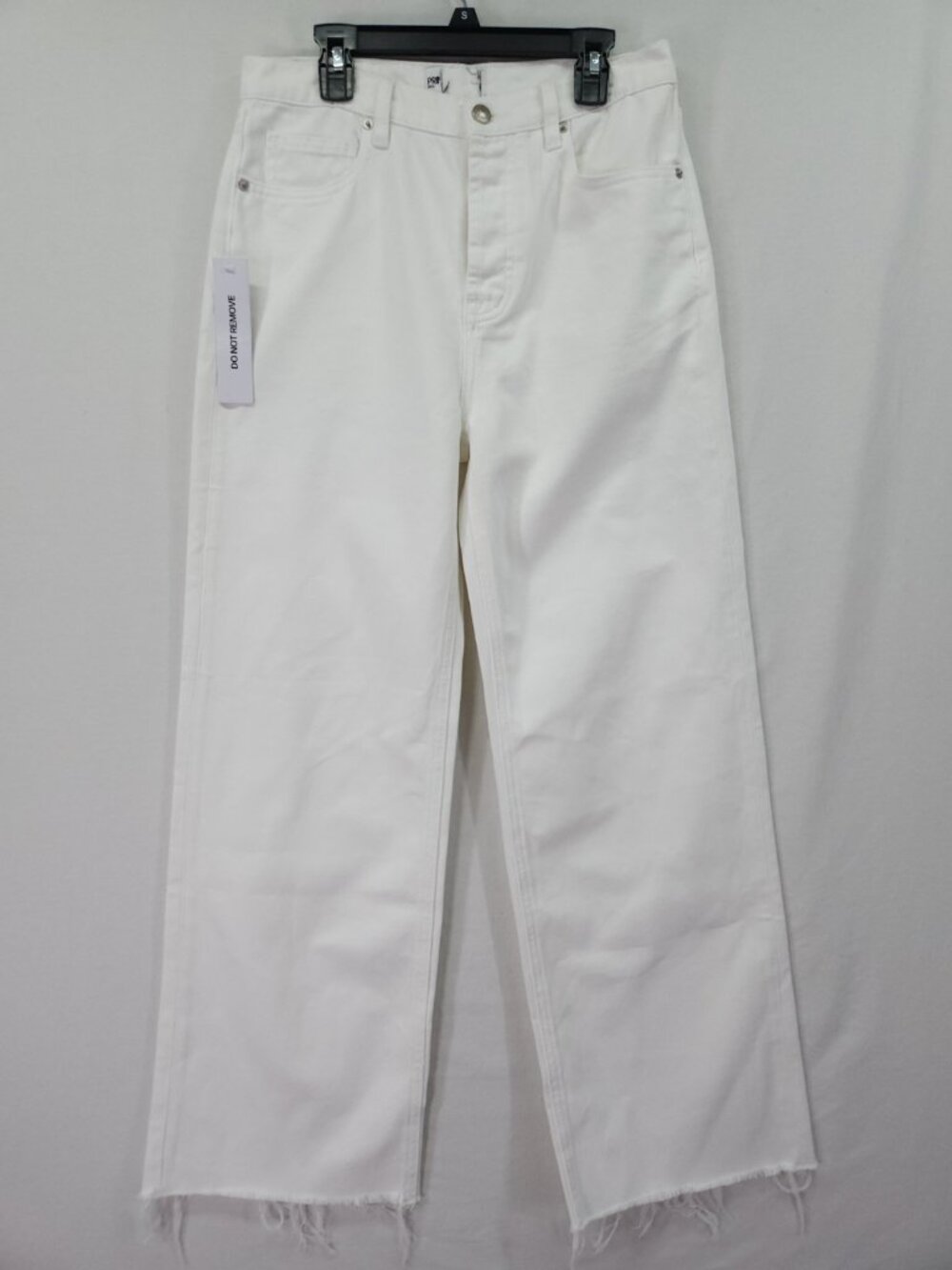 Princess Polly Size 4 28x28 White High Rise Straight Wide Leg Button Fly Jeans